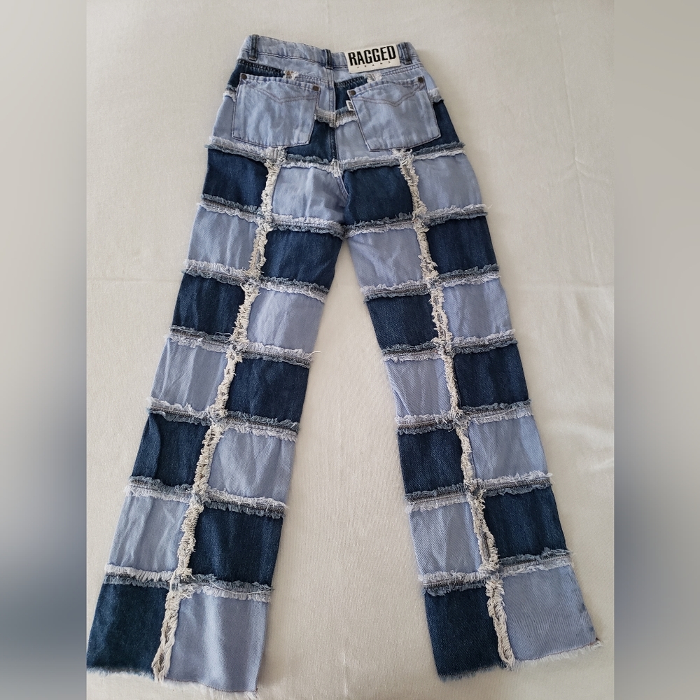 Ragged Priest Patchwork Color Block Frayed Panel … - image 6